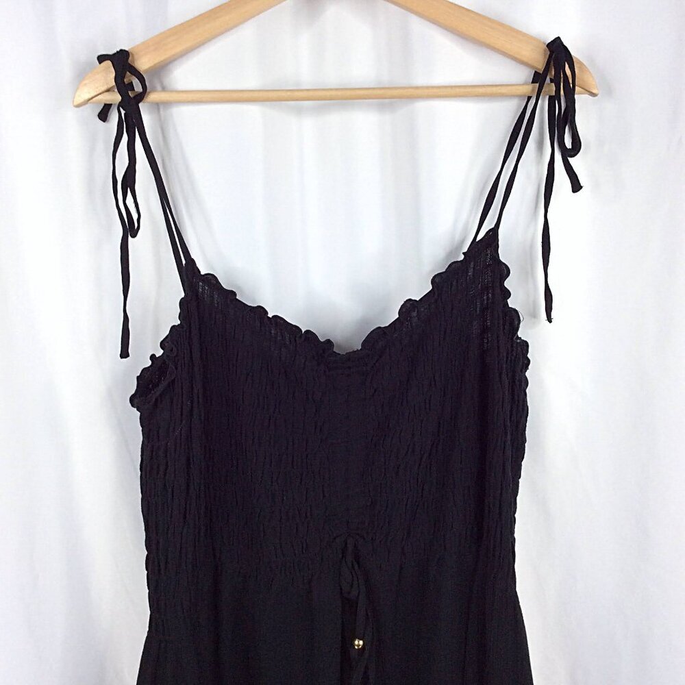 ellos Women's Plus Size Handkerchief Hem Dress 1X 22/24 Black Tank Smocked - Picture 9 of 11